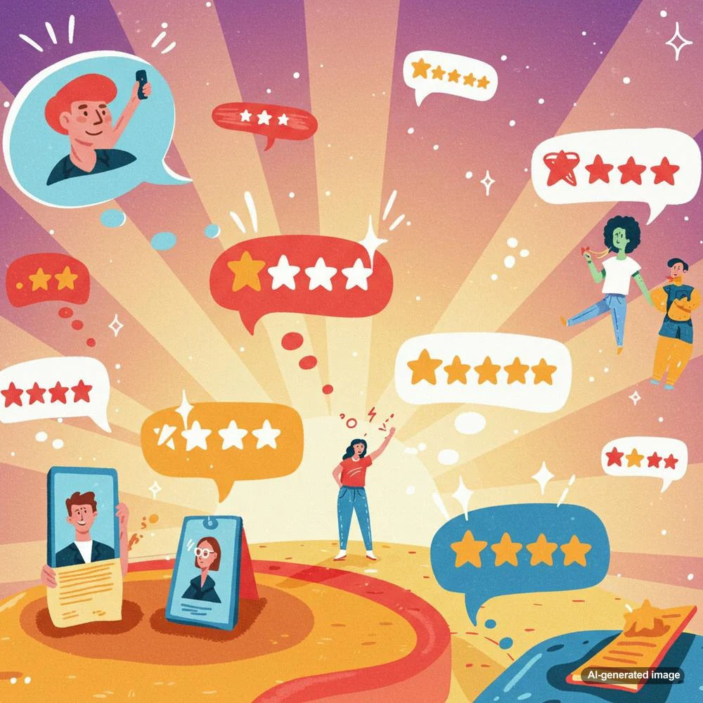 Illustration depicting the relationship between blogging and customer reviews