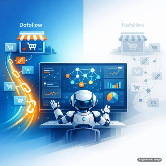 Illustration of dofollow and nofollow backlinks supporting a healthy SEO backlink profile