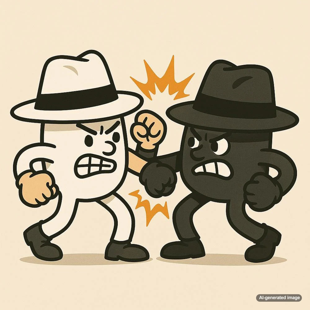 Illustration depicting the contrast between White Hat and Black Hat SEO practices