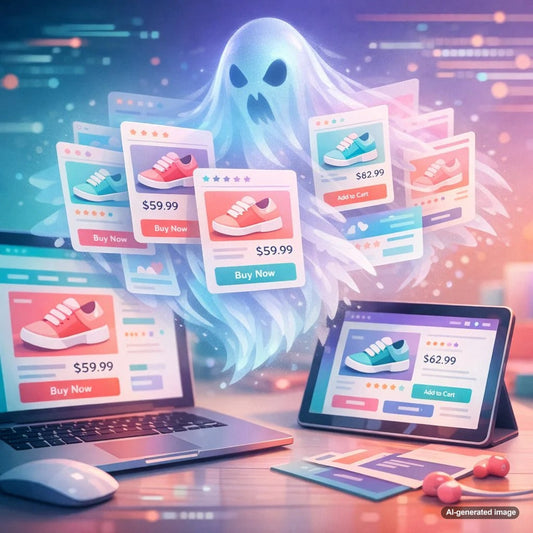 Illustration representing duplicate content issues across ecommerce product variant pages