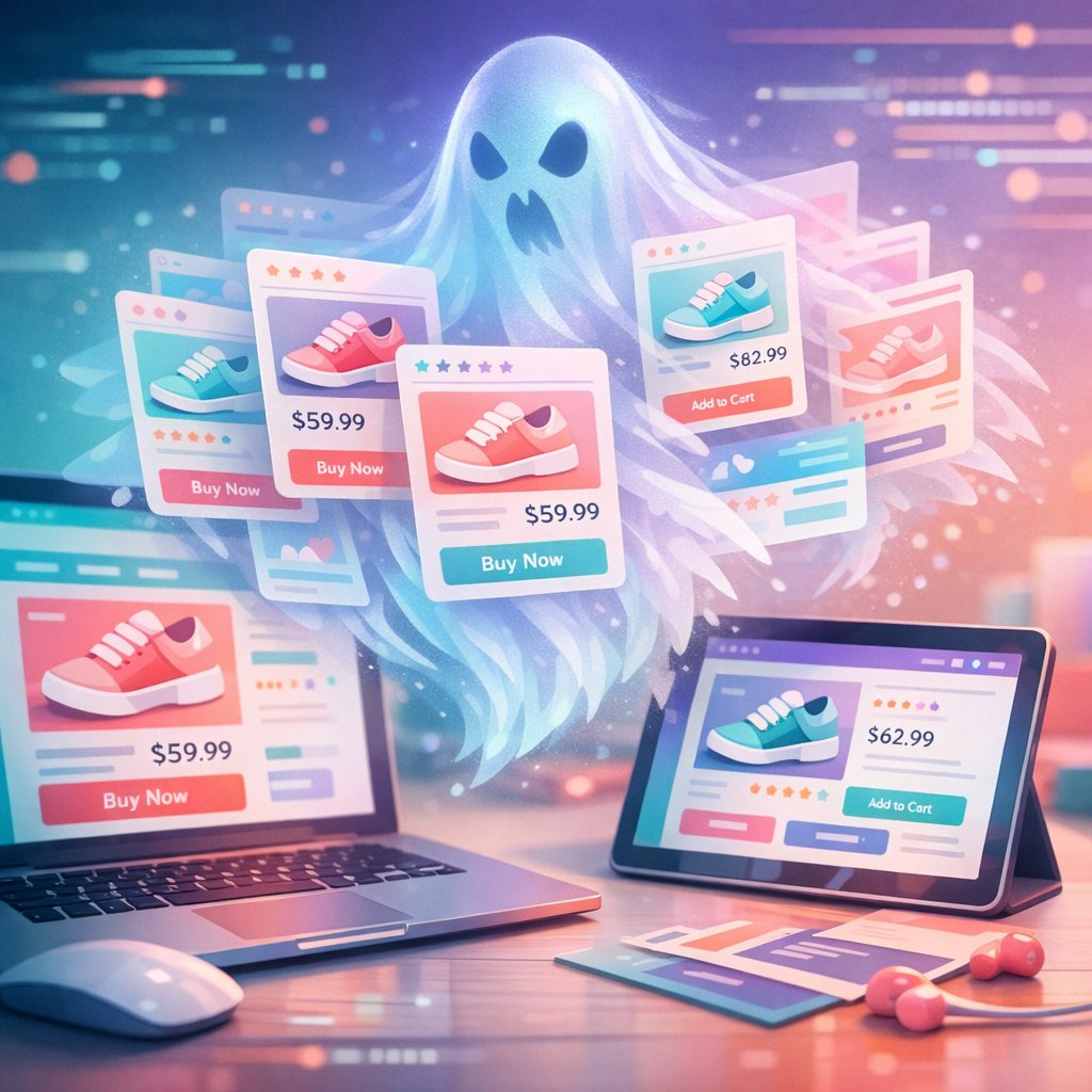 Illustration representing duplicate content issues across ecommerce product variant pages