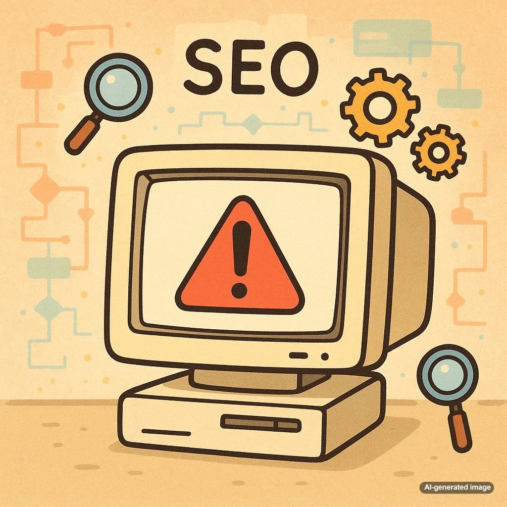 Illustration of the first-ever Google penalty, depicting a website being penalized in search rankings