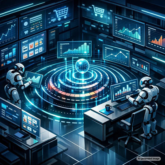 Illustration representing how Google Merchant Center influences organic SEO visibility and ecommerce search performance