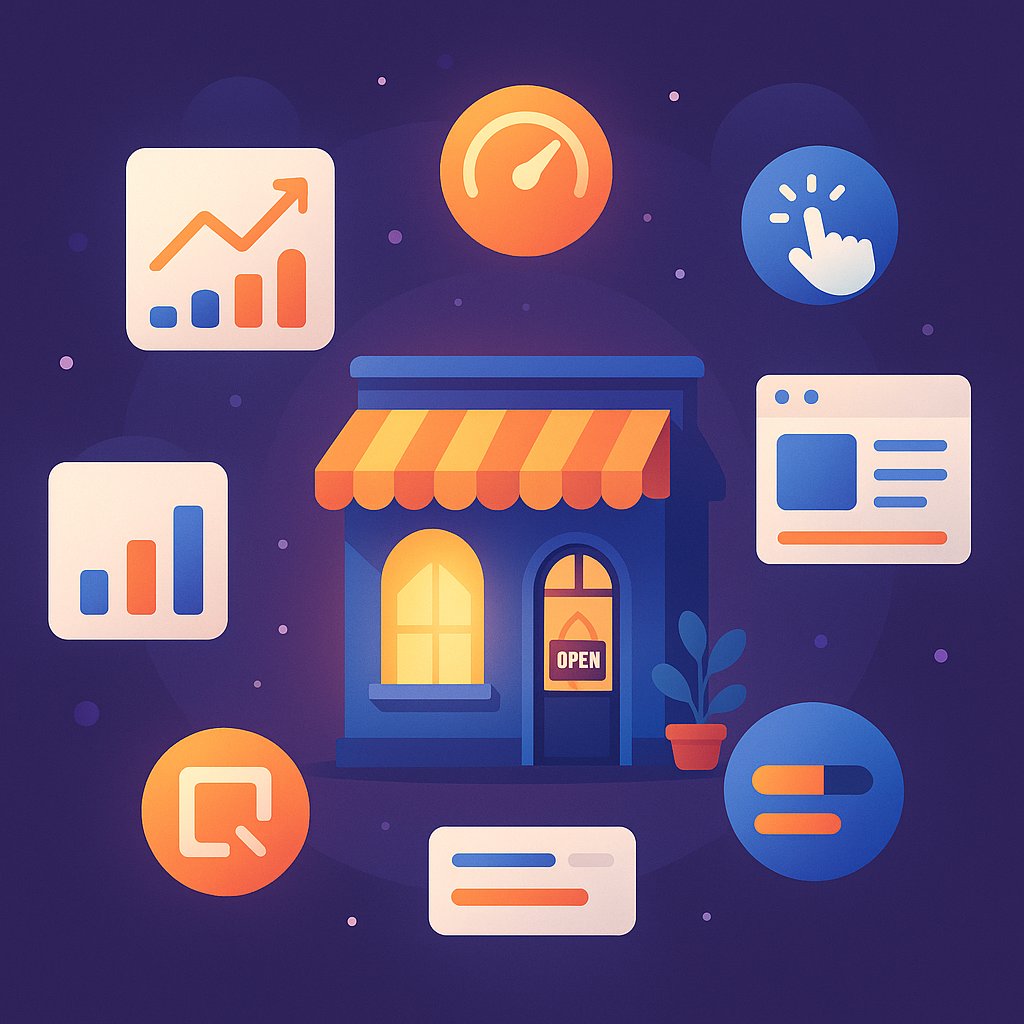 Small business website performance and Core Web Vitals impact graphic