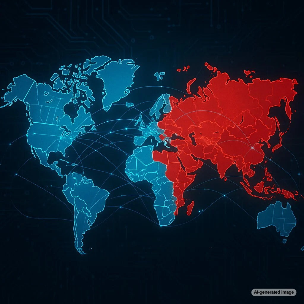 Graphic showing geopolitical sanctions impact on .ru domains and SEO visibility
