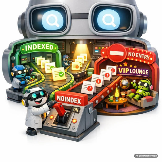 Strategic SEO concept showing the NoIndex directive used to control search visibility and improve website rankings