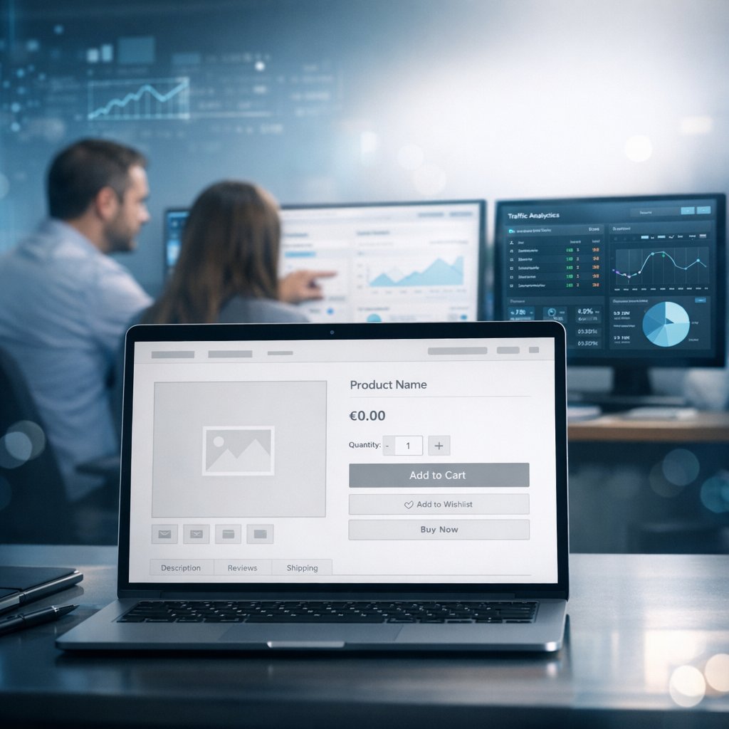 Out of stock product page SEO strategy illustration with ecommerce layout