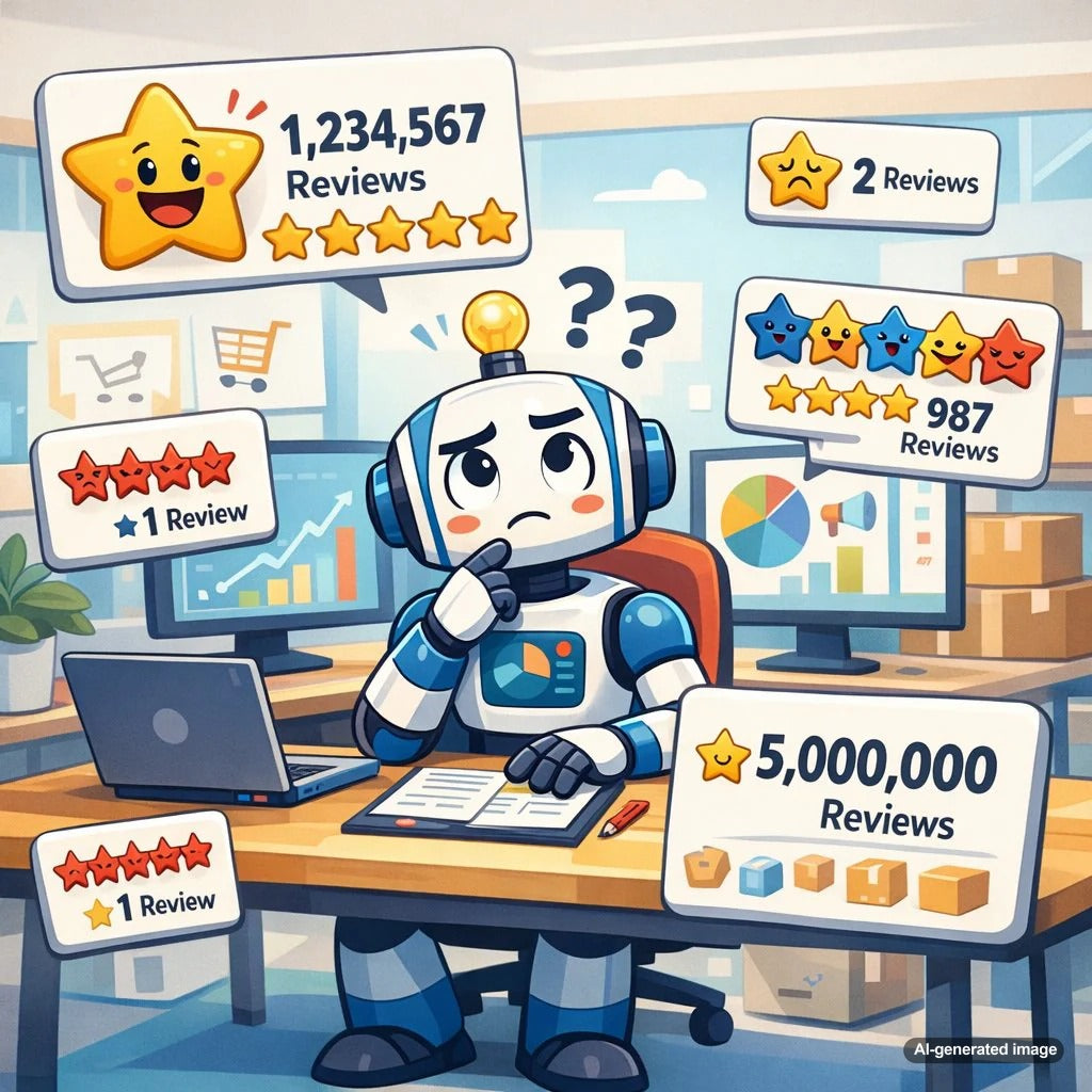 Illustration showing a mismatch between product review counts and structured data schema