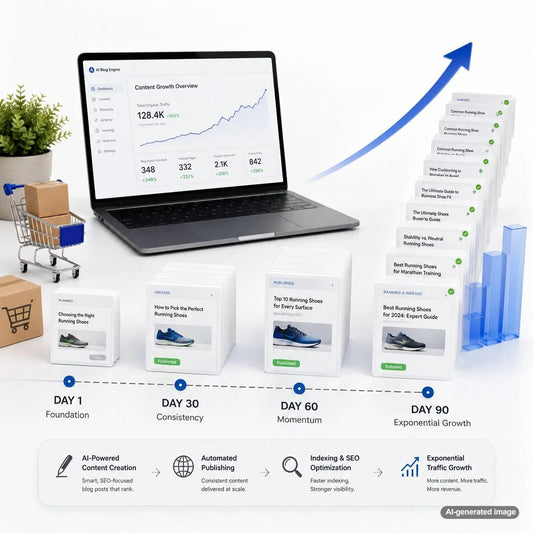 The Proven 90-Day Roadmap To Exponential Content Growth showing a strategic approach to building SEO content, organic visibility, and search rankings
