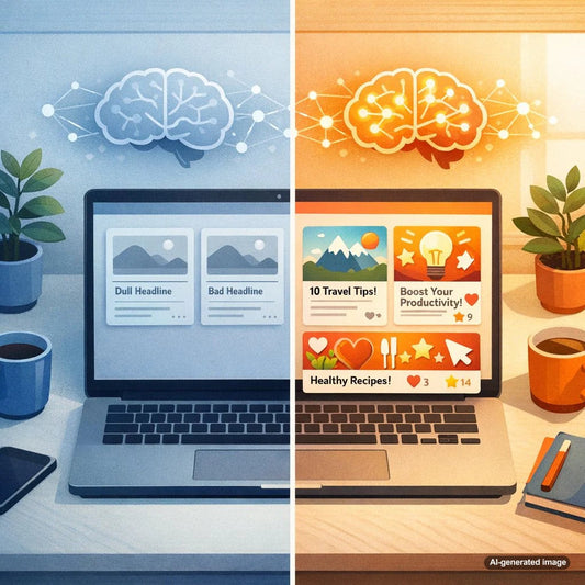 Psychology of headlines showing positive and negative framing impact on click through rates