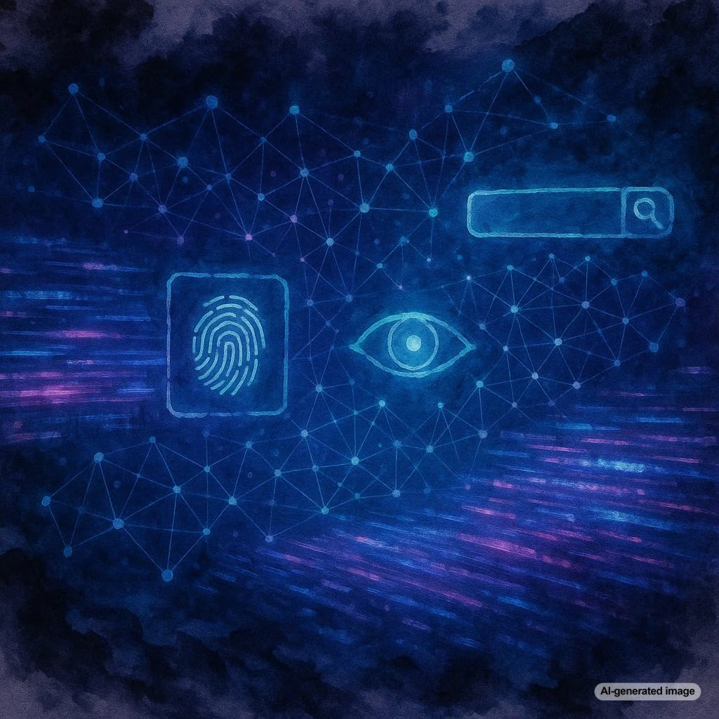 Illustration depicting biometric signals influencing personalized search results