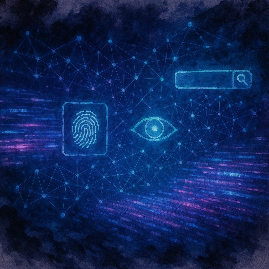 Illustration depicting biometric signals influencing personalized search results