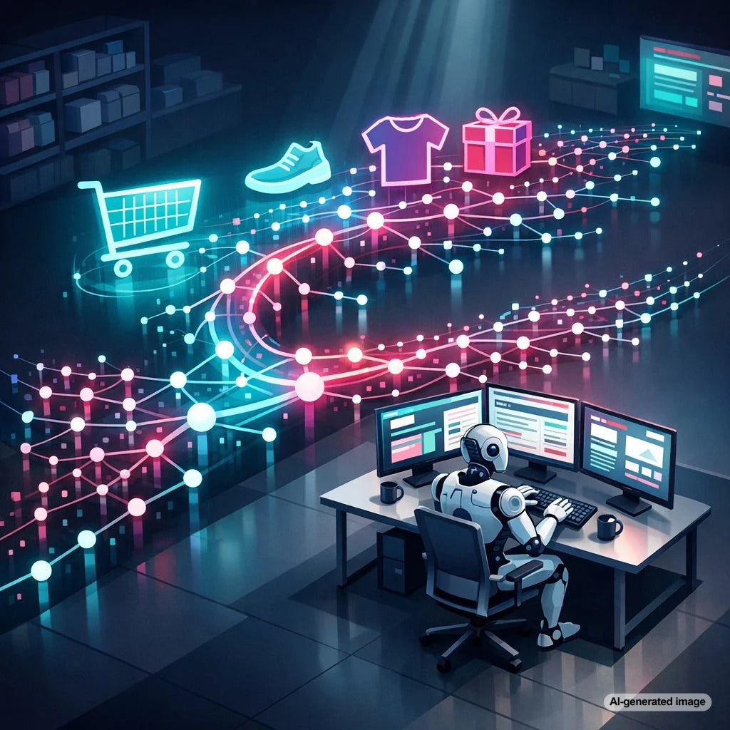 Illustration representing blogging strategy for targeting long-tail keywords in e-commerce SEO