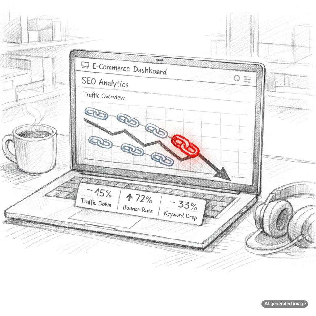 Illustration showing how a single bad backlink can negatively impact SEO performance and Google rankings