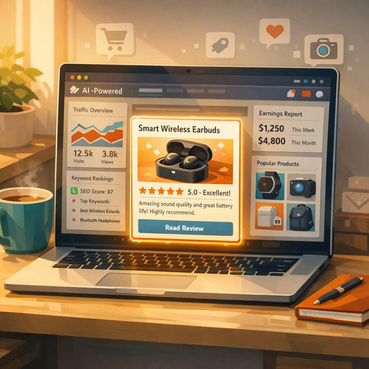 Illustration representing how a single product review influences SEO rankings and search visibility