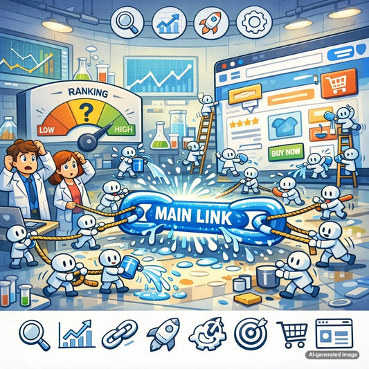 Illustration explaining the sitewide link dilution problem and its impact on SEO rankings