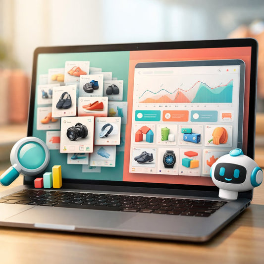 Illustration of an ecommerce category page with a View All option and product grid representing SEO decisions