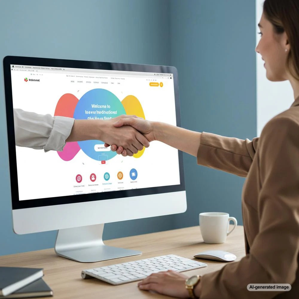 Illustration of a person writing a blog post to attract new customers to an eCommerce store