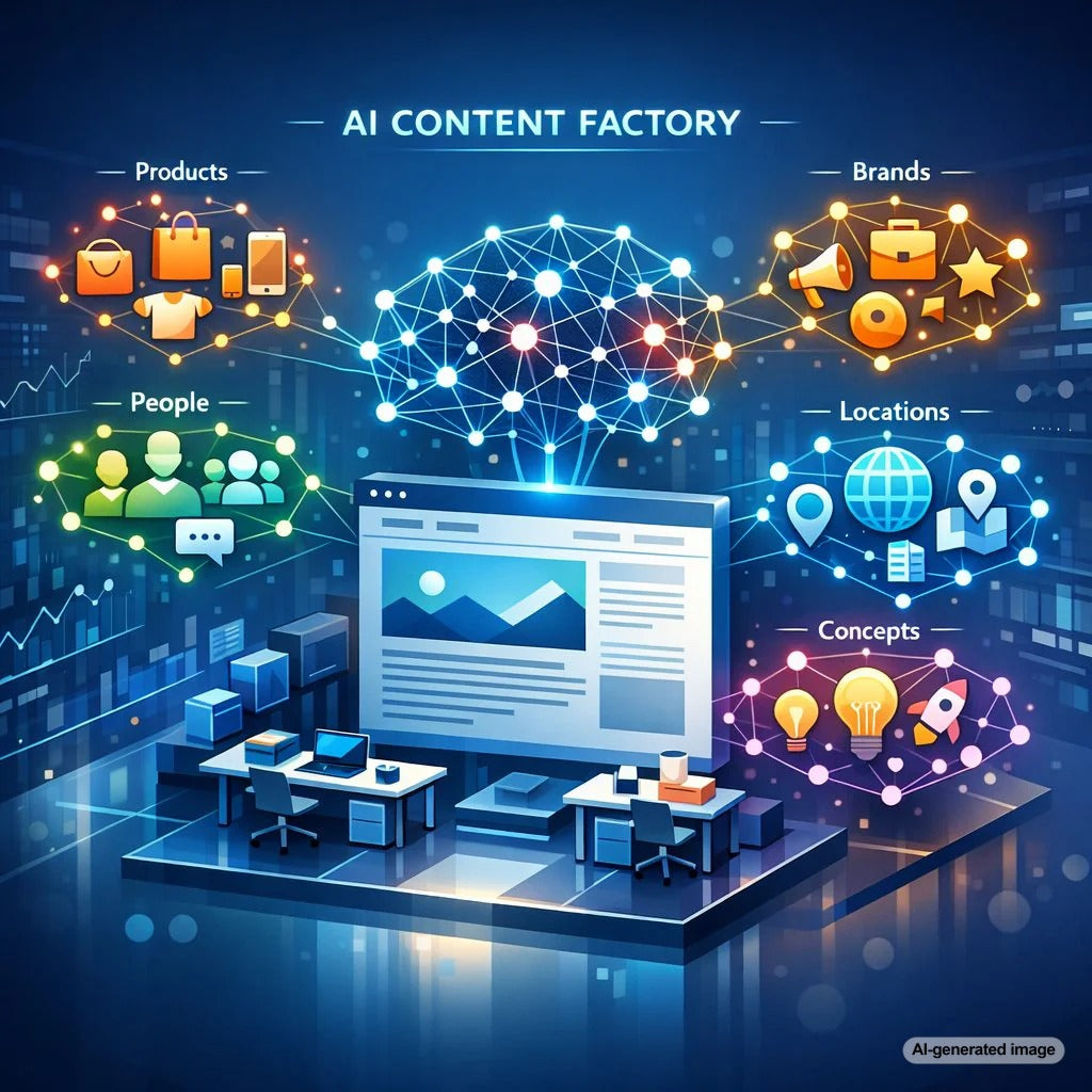 Illustration of Named Entity Recognition identifying key concepts and entities in content for SEO optimization