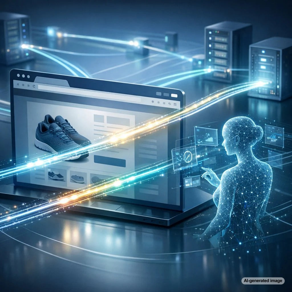 Website performance illustration showing preload and preconnect resource hints improving page speed and user experience