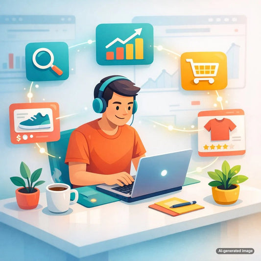 Illustration representing commercial investigation keywords and buying guides that capture high-intent search traffic