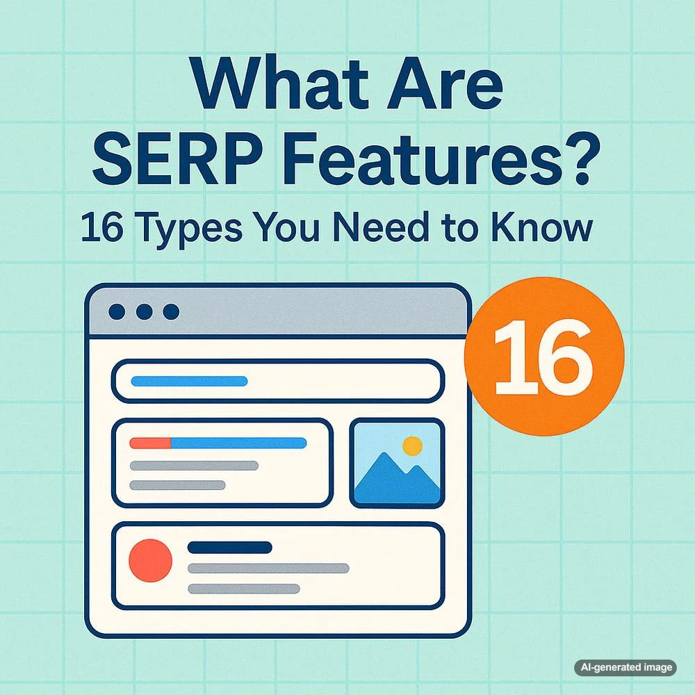 Visual representation of various SERP features including featured snippets, knowledge panels, and local packs