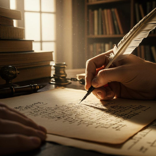 An artisan carefully crafting words, symbolizing the art of wordsmithing