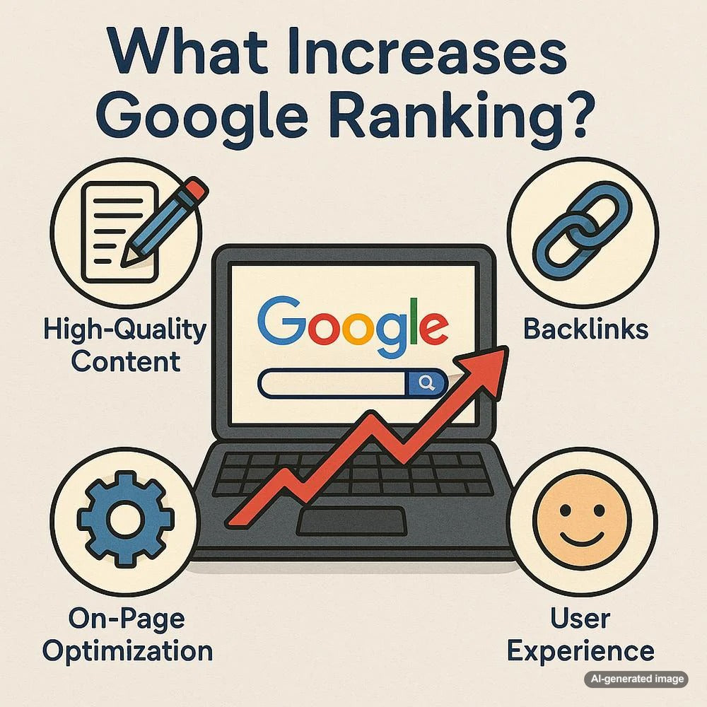 Illustration depicting factors that increase Google ranking