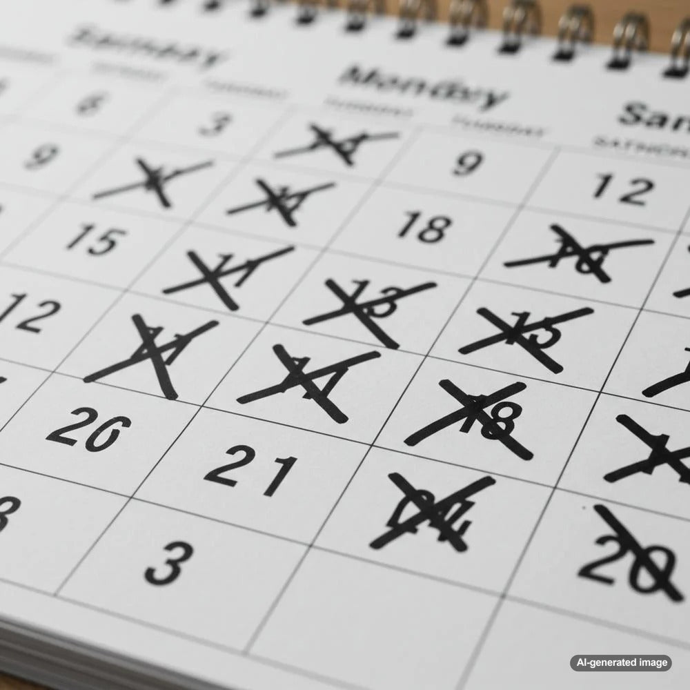 Illustration of a calendar with blog post notes and deadlines