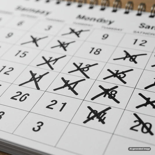Illustration of a calendar with blog post notes and deadlines
