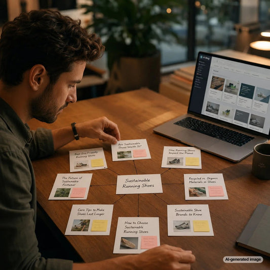 Keyword cluster planning concept with grouped SEO topics and connected content ideas