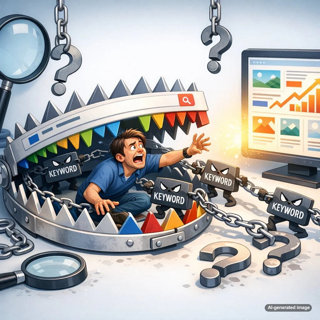 Business owner avoiding a keyword difficulty trap while planning a smarter SEO strategy