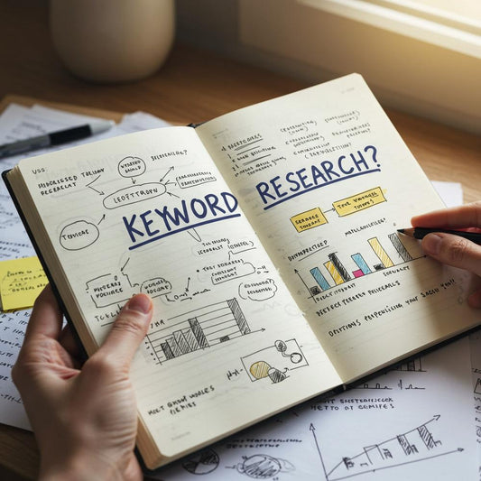 Illustration depicting keyword research process