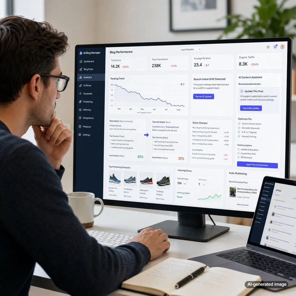 Search intent drift affecting older blog posts and organic rankings