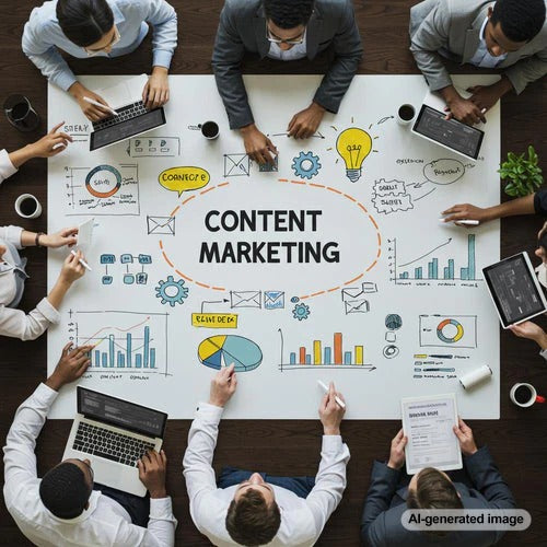Illustration depicting content marketing strategies