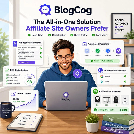 Automated content publishing system helping an affiliate site owner organize SEO articles and grow organic search traffic