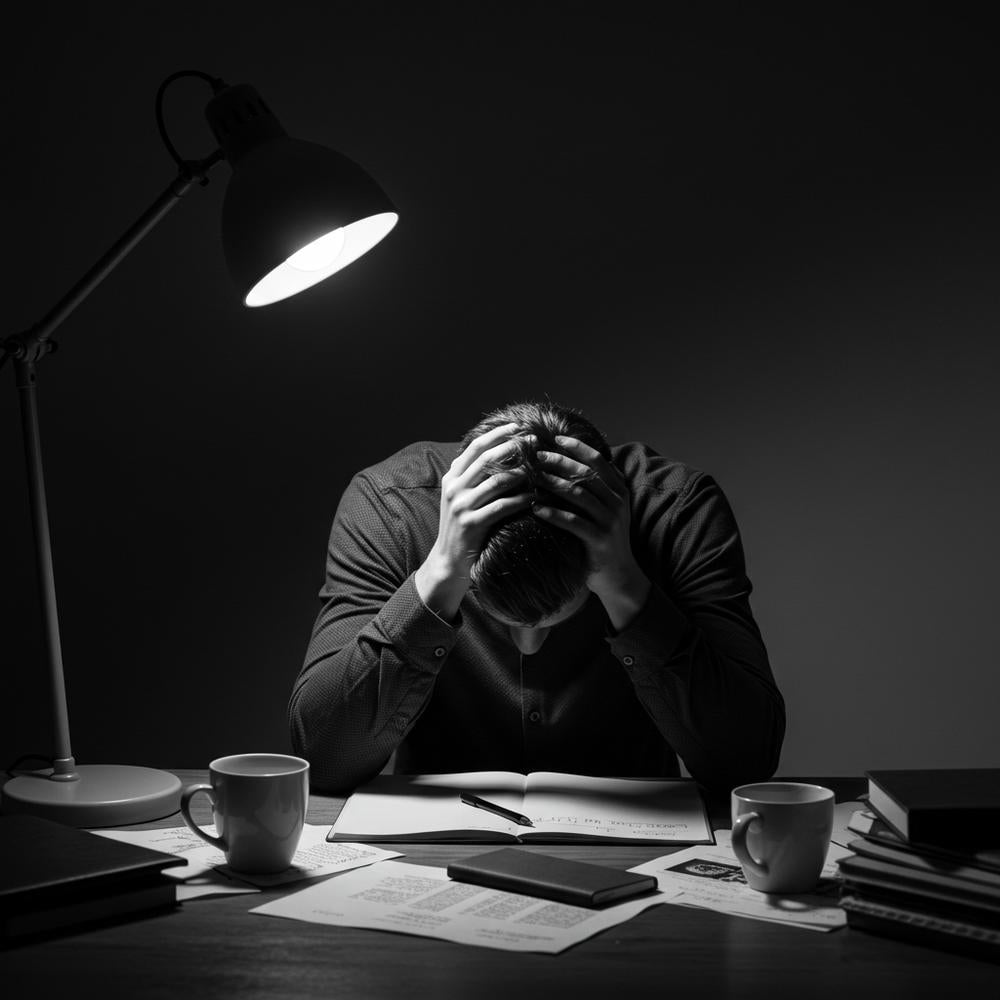 A fatigued blogger taking a break to avoid burnout