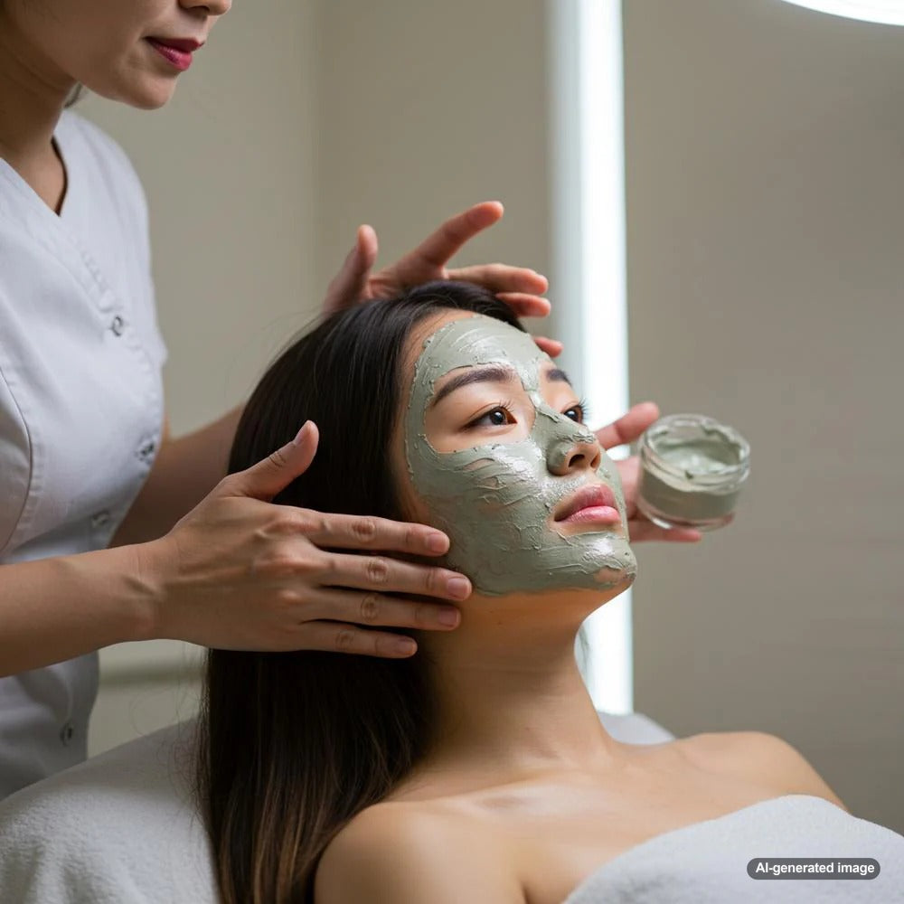 Spa setting with a laptop showcasing a blog post