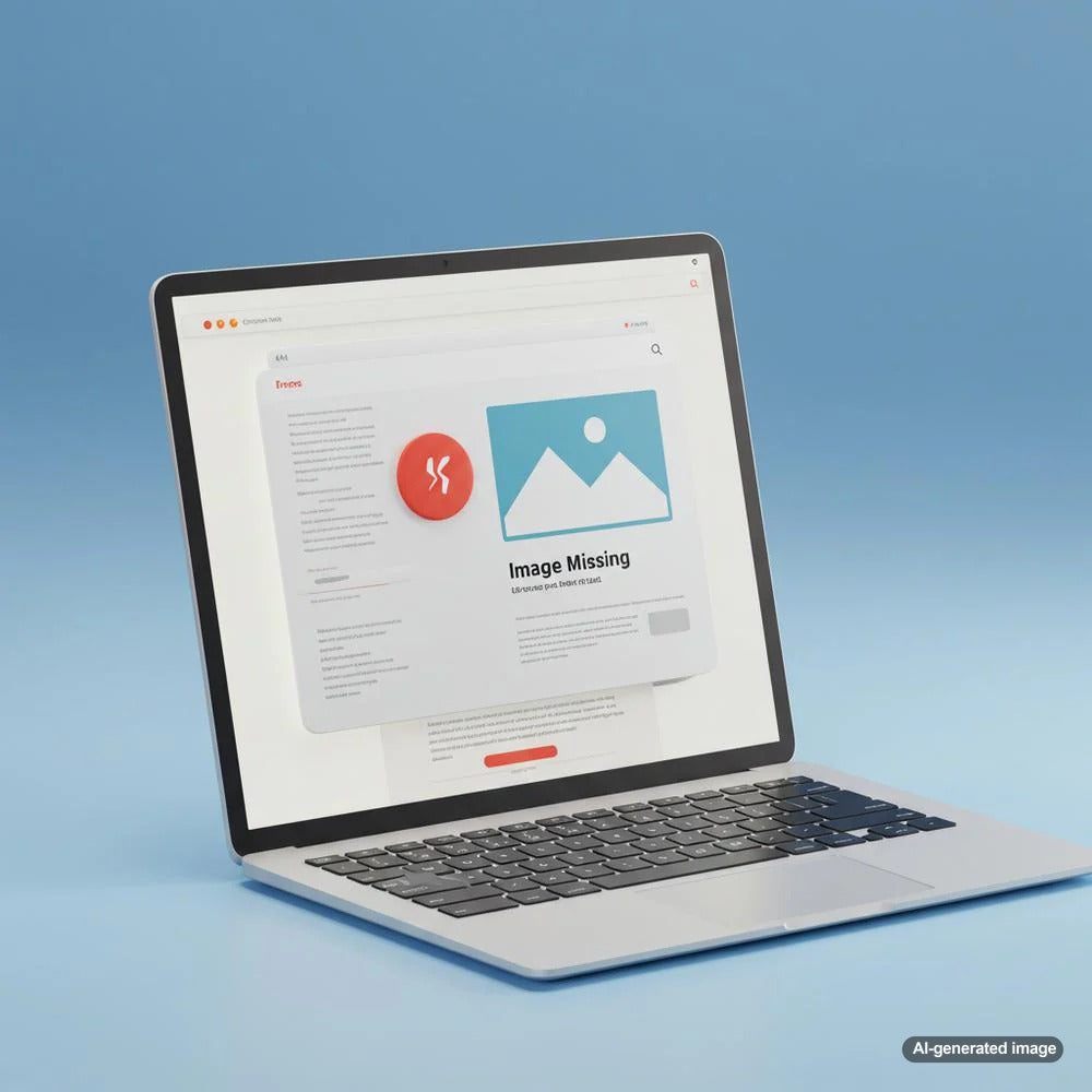 Broken image icon on a webpage indicating SEO issues