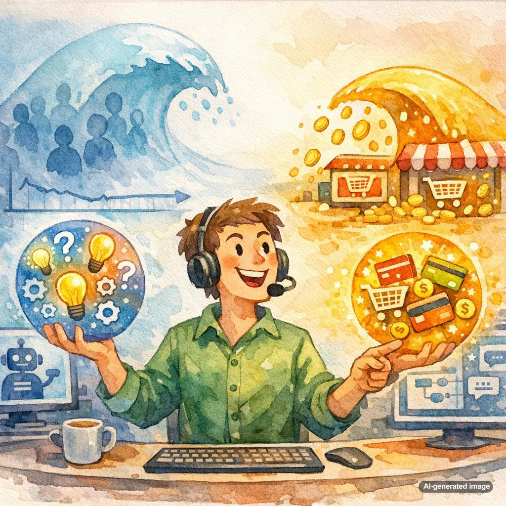 Illustration of keyword intent and search volume guiding organic traffic toward higher conversions