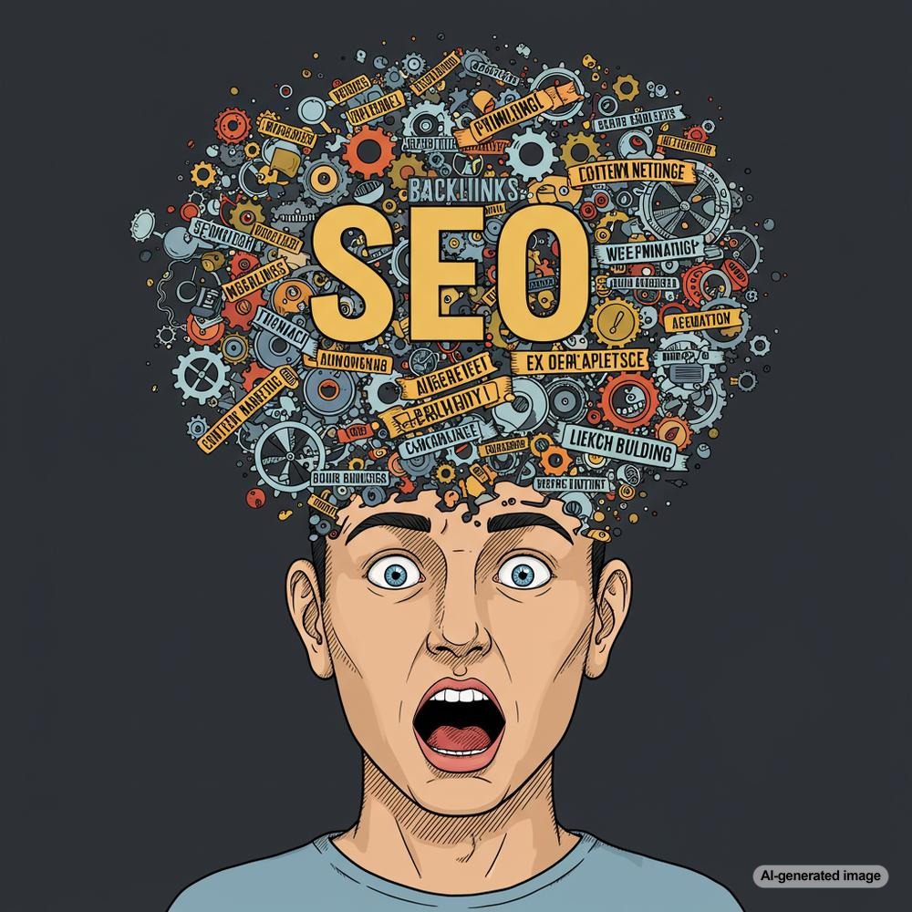 Illustration depicting the complexities of SEO