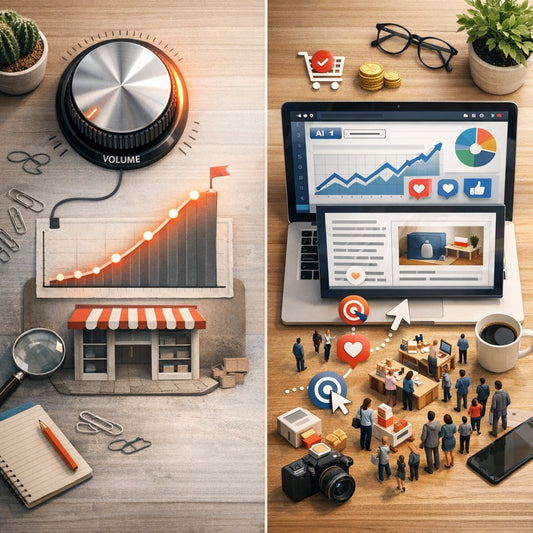 Business owner reviewing keyword research metrics beyond search volume for smarter SEO growth