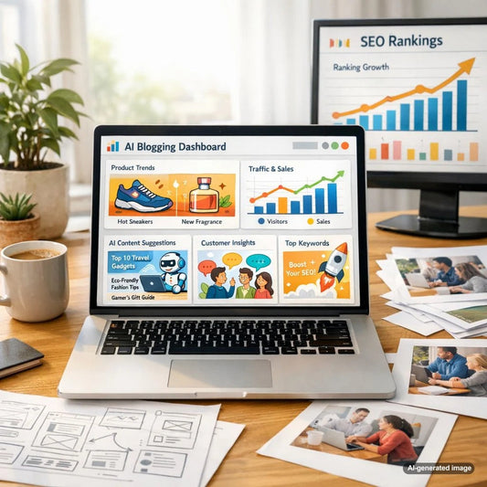 Custom charts and original website visuals illustrating how unique images can improve SEO performance more effectively than generic stock photography