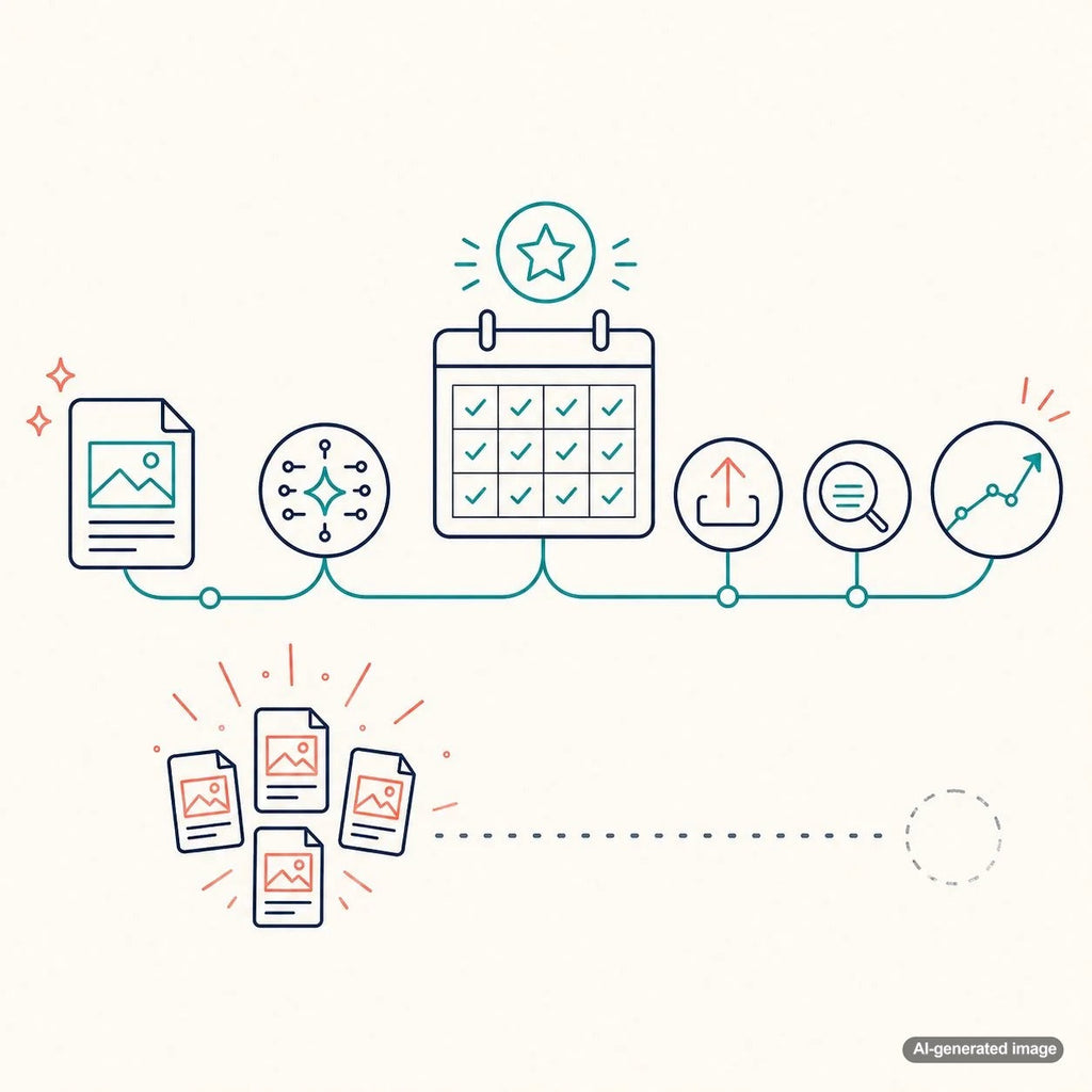 Consistent publishing schedule represented by an organized sequence of blog content milestones