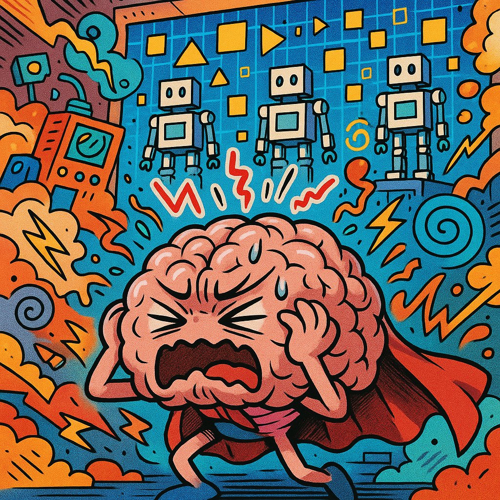 Illustration of a brain with gears and SEO elements